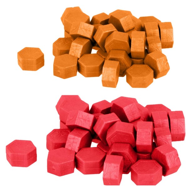Perles de cire hexagonales - Rouge + Orange - Photo n°1
