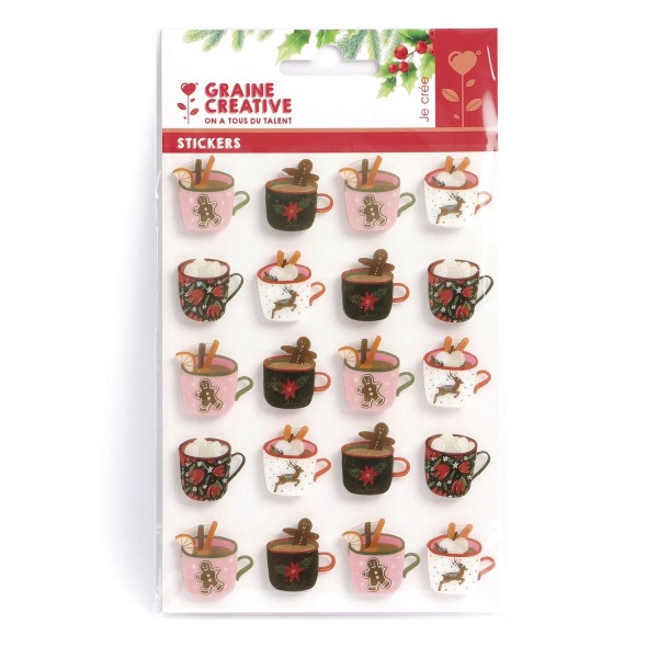 20 stickers 3D gourmands chocolat de Noël - Photo n°1