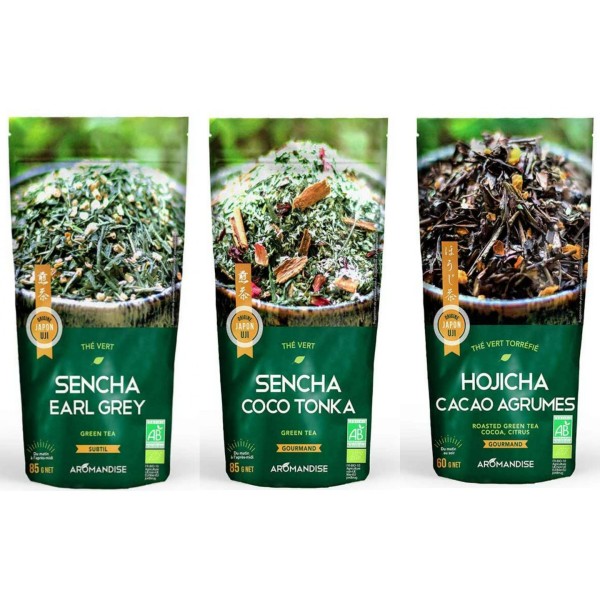 Trio de thés verts Bio Japonais - Sencha et Hojicha - Photo n°1