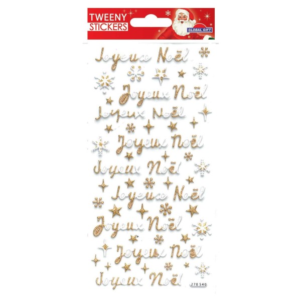 Stickers mousse 3D - Joyeux Noël à paillettes dorées - Photo n°1
