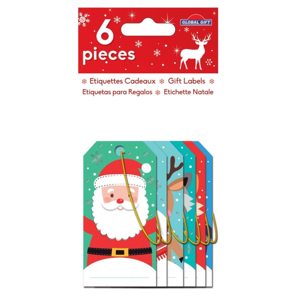 6 étiquettes cadeaux - Père Noël et ses amis - Photo n°1