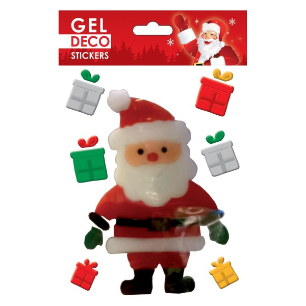 Stickers gel Noël pour fenêtre - Père Noël et cadeaux - Photo n°1