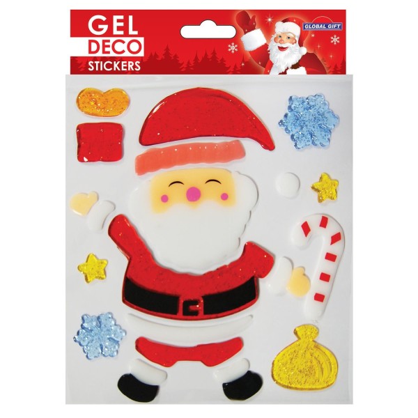 Stickers gel Noël pour fenêtre - Père Noël et sucre d'orge - Photo n°1