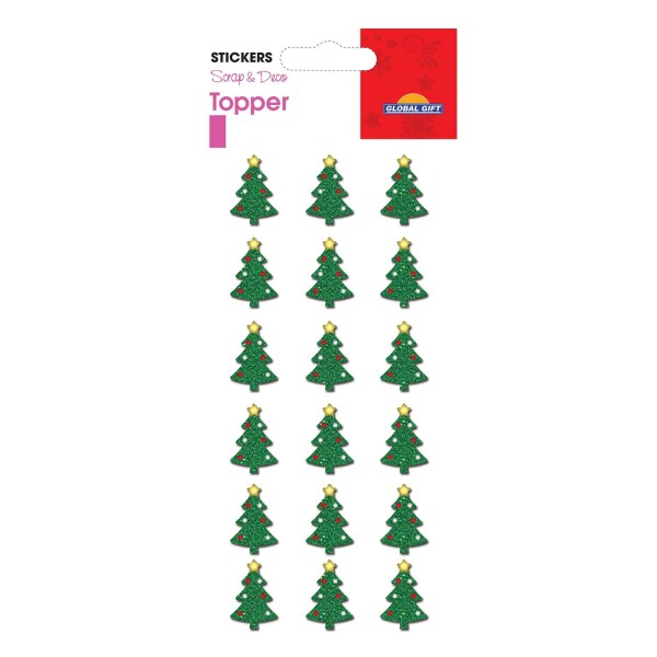 Stickers Noël en relief - Sapins verts à paillettes - Photo n°1
