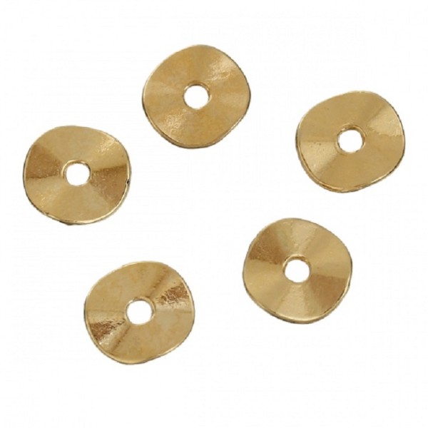 Perles intercalaires métal ondulé 10 mm doré x 10 - Photo n°1