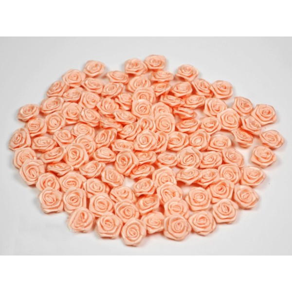 Sachet de 20 petites rose en satin 15 mm abricot 714 - Photo n°1