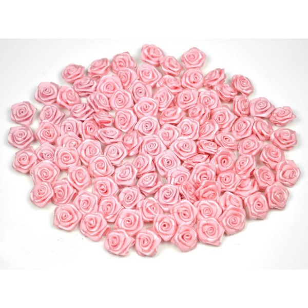 Sachet de 20 petites rose en satin 15 mm rose tendre 123 - Photo n°1