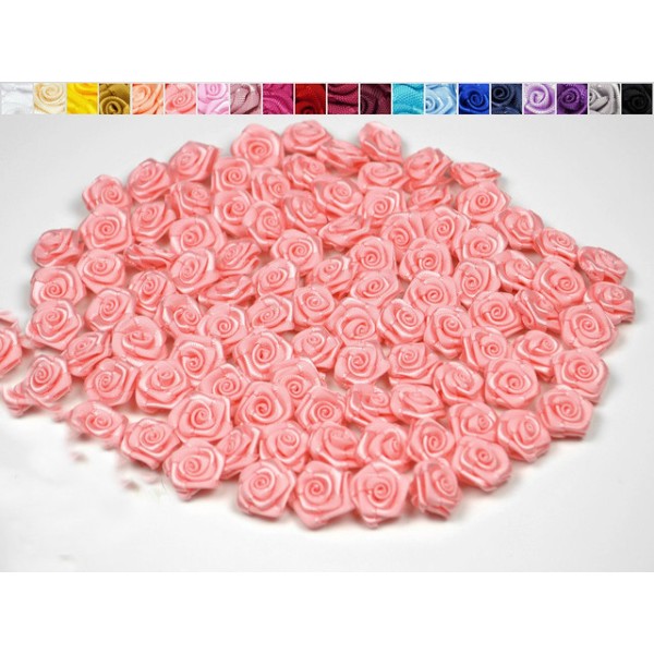 Sachet de 20 petites rose en satin 15 mm rose clair 150 - Photo n°1