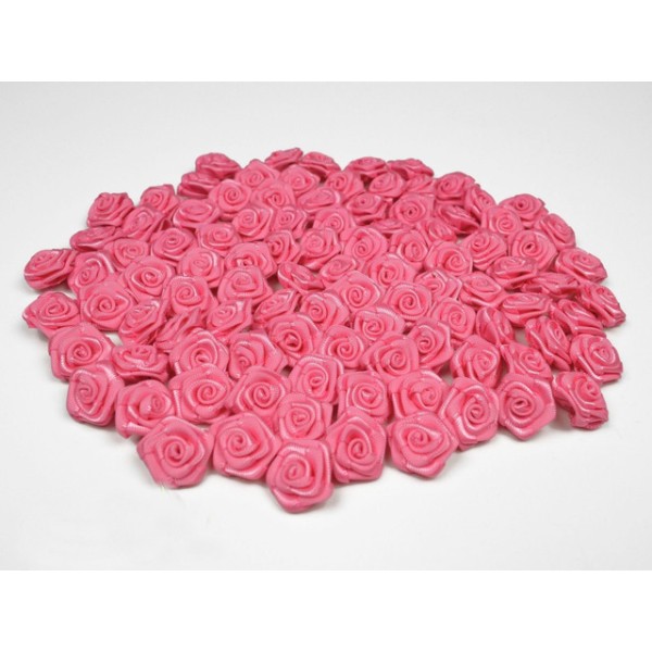 Sachet de 20 petites rose en satin 15 mm rose flash 156 - Photo n°1