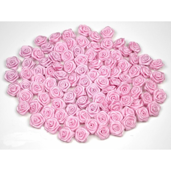 Sachet de 20 petites rose en satin 15 mm rose 148 - Photo n°1