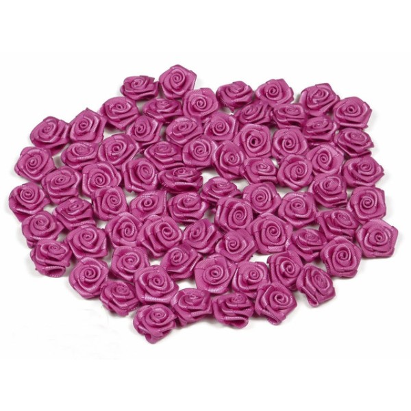 Sachet de 20 petites rose en satin 15 mm rose framboise 183 - Photo n°1
