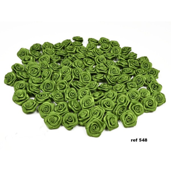 Sachet de 20 petites rose en satin 15 mm vert menthe 548 - Photo n°1