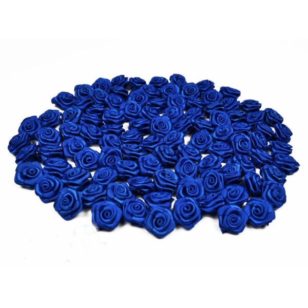 Sachet de 20 petites rose en satin 15 mm bleu roi 352 - Photo n°1