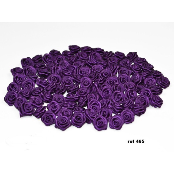 Sachet de 20 petites rose en satin 15 mm violet 465 - Photo n°1