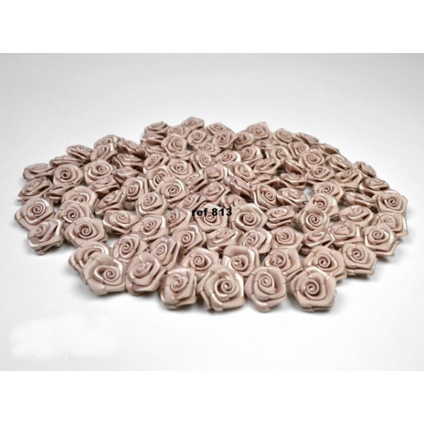 Sachet de 20 petites rose en satin 15 mm cafe creme 813 - Photo n°1