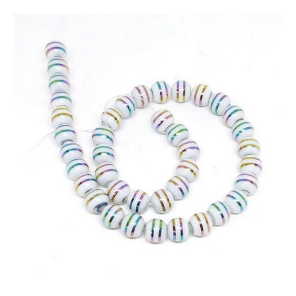 10 perles ronde en verre 8 x 7.5 mm fabrication bijoux RAYEES BRILLANT MULTICOLORE - Photo n°1