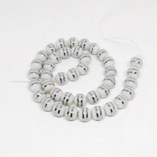 10 perles ronde en verre 8 x 7.5 mm fabrication bijoux RAYEES BRILLANT ARGENT - Photo n°1