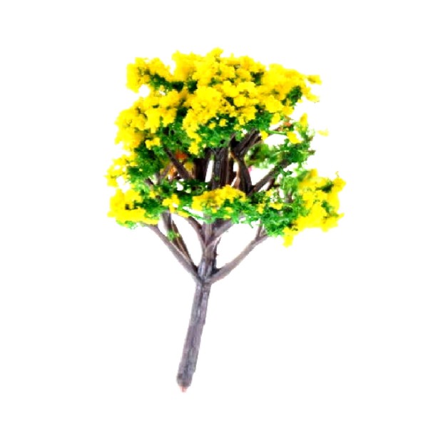 MINIATURE SYNTHETIQUE : arbre jaune/vert hauteur 6cm (06) - Photo n°1