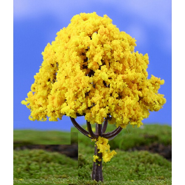 MINIATURE SYNTHETIQUE : arbre jaune hauteur 6cm (36) - Photo n°1