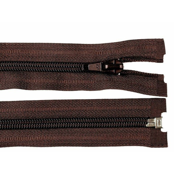 1pc Chocolat Zipper de nylon brun (coil) 5 mm de longueur ouverte 55 cm veste, Zippers, haberdashery - Photo n°1