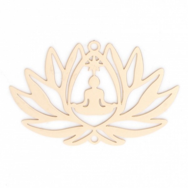 PS11870730 PAX de 4 Estampes pendentif connecteur filigrane Yoga, Bouddha Fleur de lotus 38mm métal - Photo n°1