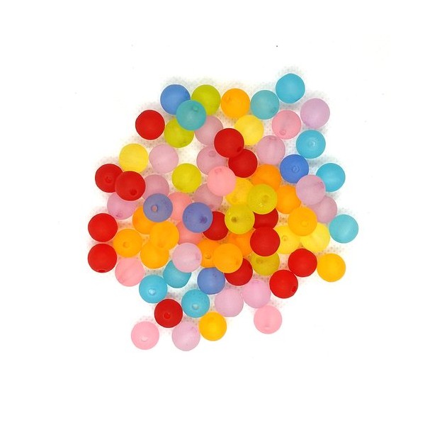 Lot de 70 perles en résine multicolore - 9mm - Photo n°1