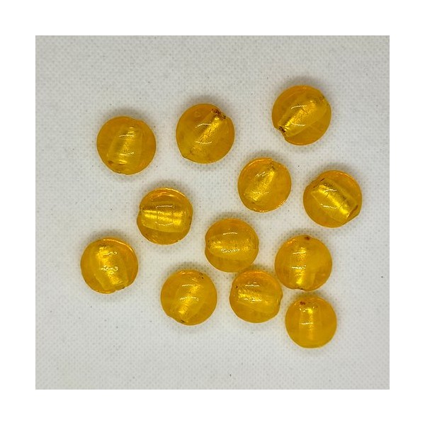 12 Perles en verre jaune - 18mm - Photo n°1