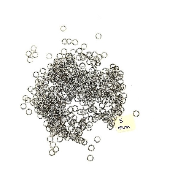 Lot de 400 anneaux de jonctions argenté mat - 5mm - Photo n°1