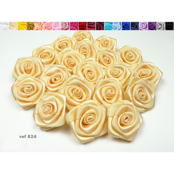 Sachet de 10 roses satin de 3 cm de diametre beige 824 - Photo n°1