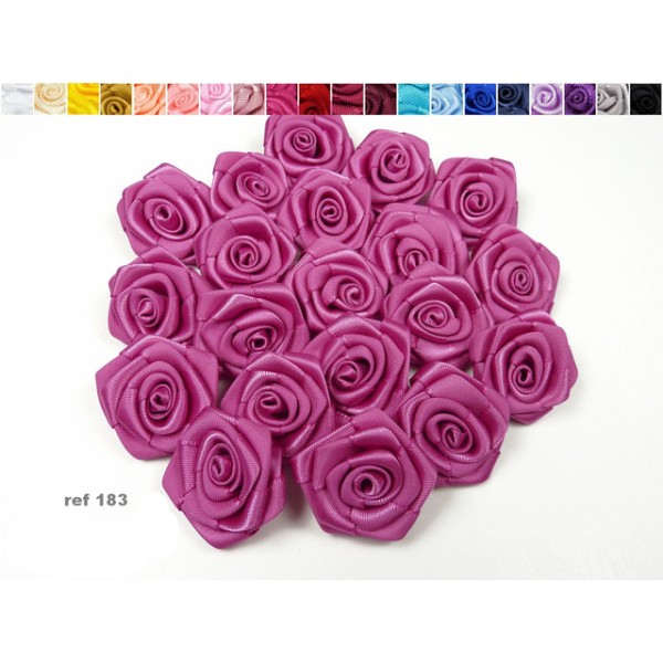 Sachet de 10 roses satin de 3 cm de diametre  framboise 183 - Photo n°1