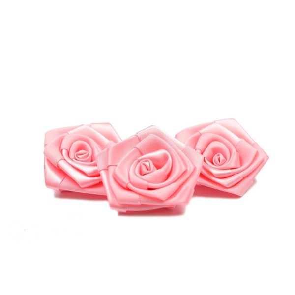 Sachet de 3 roses satin de 6 cm de diametre rose clair 150 - Photo n°1