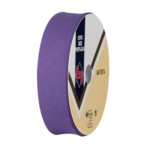 Biais polyester et coton  - rouleau de 25 mètres 18 mm de large violet - Photo n°1