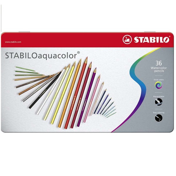 Crayons de couleur aquacolor - Boîte en métal de 36 - Photo n°1