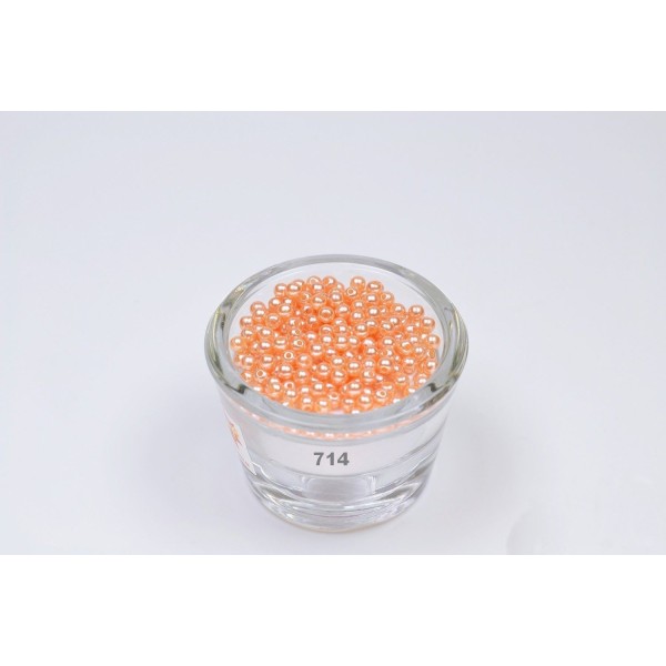 Sachet de 200 petites perles en plastique 4 mm de diametre abricot 714 - Photo n°1