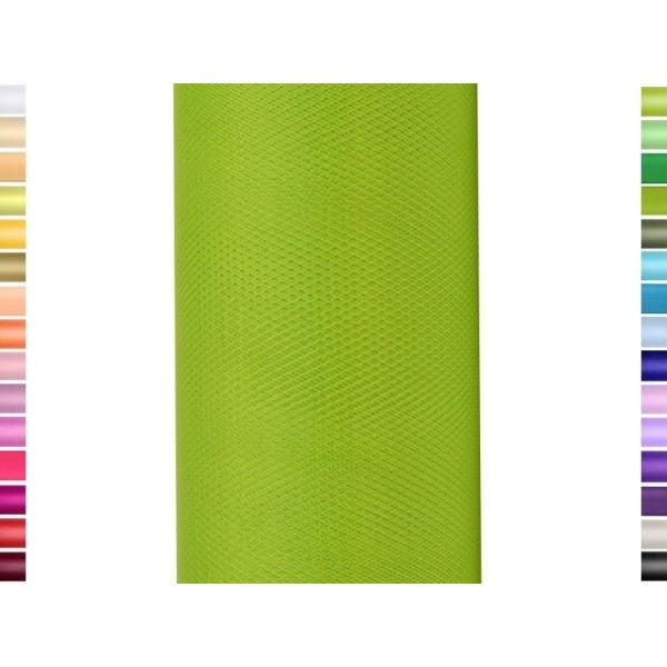 Tulle fin et souple colori vert menthe  de 15 cm de large et 9 m de long vendu en rouleau - Photo n°1