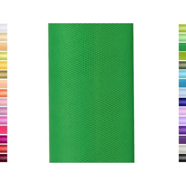 Tulle fin et souple colori vert fonce  de 15 cm de large et 9 m de long vendu en rouleau - Photo n°1