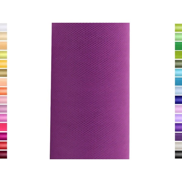 Tulle fin et souple colori violet de 15 cm de large et 9 m de long vendu en rouleau - Photo n°1