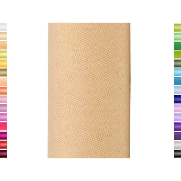 Tulle fin et souple colori sable de 15 cm de large et 9 m de long vendu en rouleau - Photo n°1