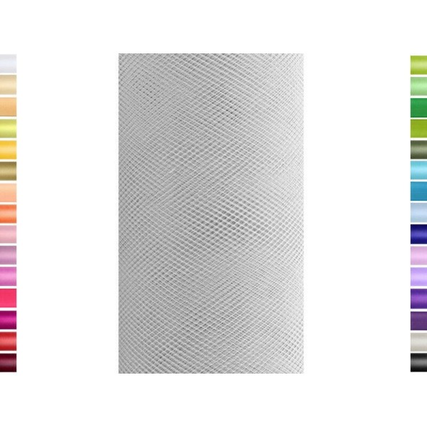 Tulle fin et souple colori gris clair de 15 cm de large et 9 m de long vendu en rouleau - Photo n°1