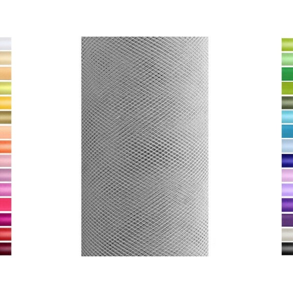 Tulle fin et souple colori gris fonce de 15 cm de large et 9 m de long vendu en rouleau - Photo n°1