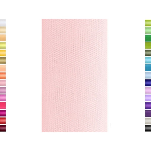 Tulle fin et souple colori rose tendre de 15 cm de large et 9 m de long vendu en rouleau - Photo n°1