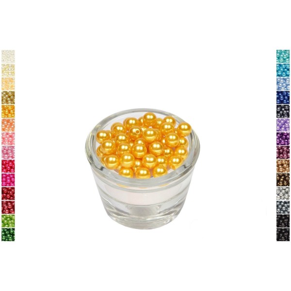 Sachet de 50 perles en plastique 8 mm de diametre or jaune - Photo n°1