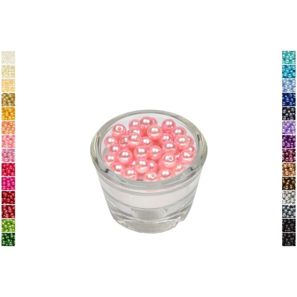 Sachet de 50 perles en plastique 8 mm de diametre rose clair - Photo n°1