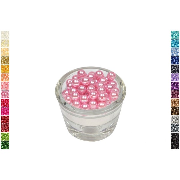 Sachet de 50 perles en plastique 8 mm de diametre rose pale - Photo n°1