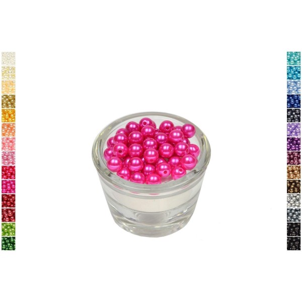 Sachet de 50 perles en plastique 8 mm de diametre framboise - Photo n°1
