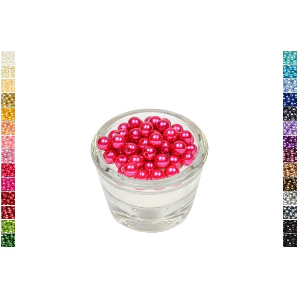 Sachet de 50 perles en plastique 8 mm de diametre fuchsia - Photo n°1