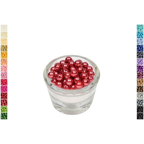 Sachet de 50 perles en plastique 8 mm de diametre bordeaux 270 - Photo n°1