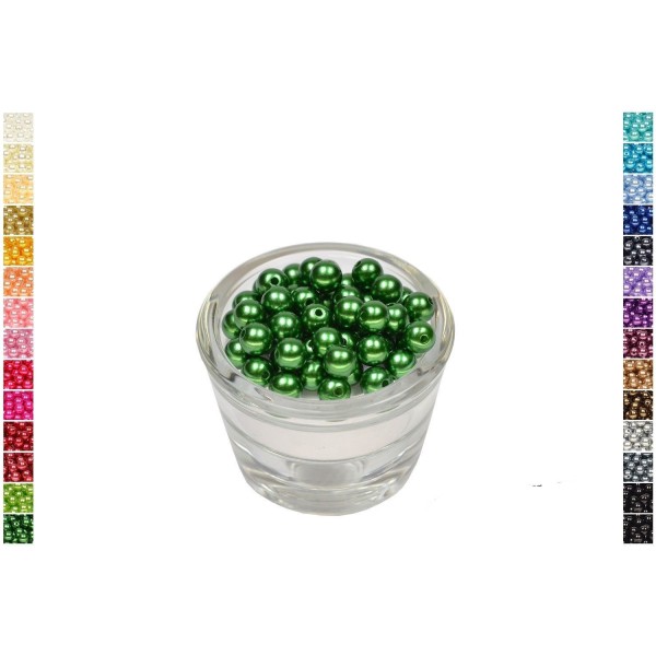 Sachet de 50 perles en plastique 8 mm de diametre vert fonce - Photo n°1