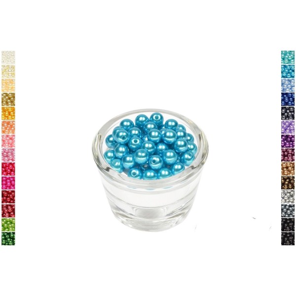 Sachet de 50 perles en plastique 8 mm de diametre turquoise fonce - Photo n°1
