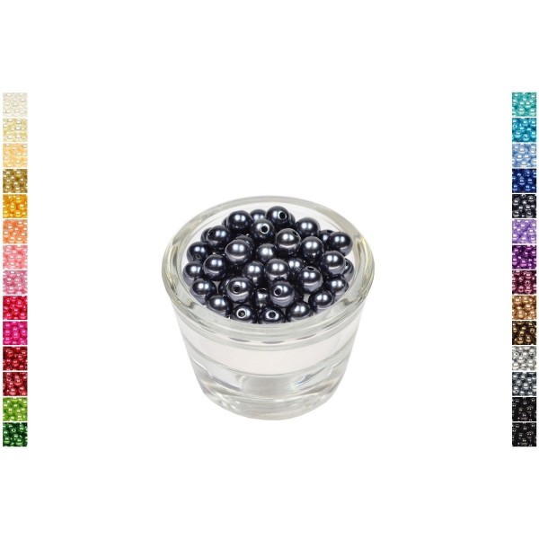 Sachet de 50 perles en plastique 8 mm de diametre antracite - Photo n°1